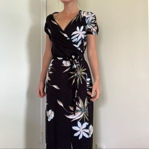 ROXY black maxi dress with a tropics flora pattern